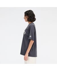 New Balance - Essentials Varsity Oversized T-shirt In Black Cotton - Lyst