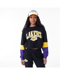 KTZ - La Lakers Womens Nba Colour Block Crop Crew Neck Sweatshirt - Lyst