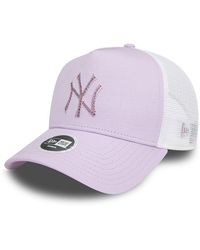 KTZ - New York Yankees Womens Mlb Rhinestone Lilac A-frame Trucker Cap - Lyst