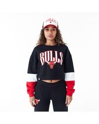 KTZ - Chicago Bulls Womens Nba Colour Block Crop Crew Neck Sweatshirt - Lyst