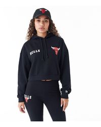 KTZ - Chicago Bulls Womens Nba Team Logo Crop Pullover Hoodie - Lyst