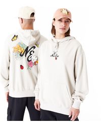 KTZ - New Era Floral Graphic Stone Oversized Pullover Hoodie - Lyst