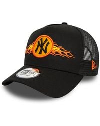 KTZ - New York Yankees Mlb Flame And Orange 9forty A-frame Trucker Cap - Lyst