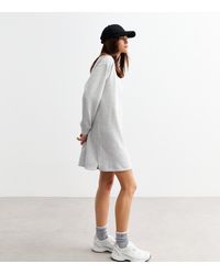 New Look - Long Sleeve Crew Neck Mini Sweater Dress - Lyst