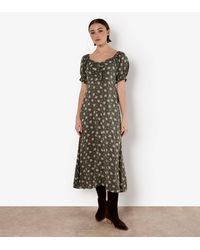 Apricot - Khaki Floral Print Midi Dress New Look - Lyst