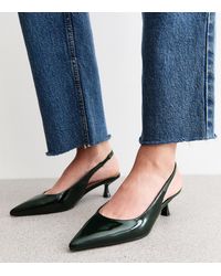 New Look - Faux Patent Leather Slingback Open Court Shoes Vegan - Lyst