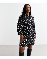 New Look - Plus Size Polka Dot Mini Shirt Dress Curves - Lyst