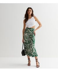 Gini London - Animal Print Satin Midi Skirt New Look - Lyst