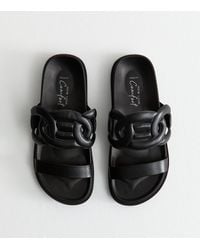 New Look - Wide Fit Faux Leather Double Strap Mule Sandals Vegan - Lyst