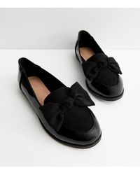 New Look - Patent Suedette Bow Loafers Vegan - Lyst