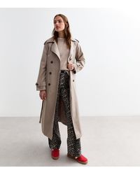 New Look - Mink Double-Breasted Lined Cotton Trench Coat - Lyst