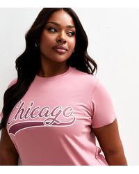 New Look - Plus Size Light Chicago Slogan Print T-Shirt Curves - Lyst