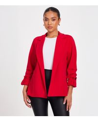 Quiz - Petite Scuba Ruched Sleeve Blazer New Look - Lyst