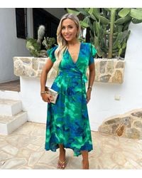 AX Paris - Abstract Print Midi Wrap Dress New Look - Lyst