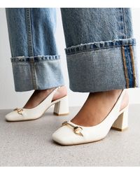 New Look - Faux Patent Snaffle Detail Block Heel Slingback Pumps Vegan - Lyst