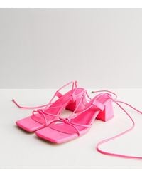 Public Desire - Tie Strappy Mid Block Heel Sandals New Look - Lyst