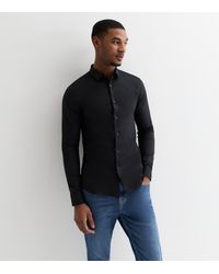 New Look - Poplin Long Sleeve Muscle Fit Shirt - Lyst