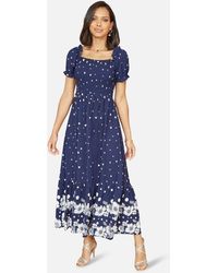 Yumi' - Floral Spot Print Shirred Bust Midi Dress New Look - Lyst