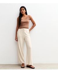 New Look - Linen Look Wide Leg Trousers - Lyst
