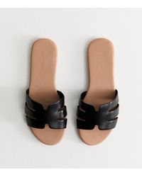 New Look - Wide Fit Faux Leather Cutout Flat Sandals Vegan - Lyst
