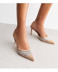 Public Desire - Crystal Mesh Slingback Heels New Look - Lyst