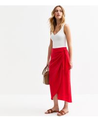 New Look - Crinkled Sarong Midi Skirt - Lyst