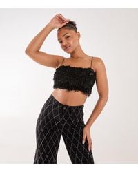 Pink Vanilla - ' Sequinned Feather Crop Top Vanilla New Look - Lyst