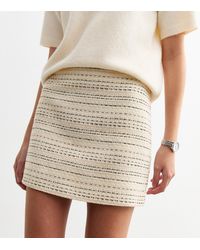 New Look - Cream Striped Bouclè A Line Mini Skirt - Lyst