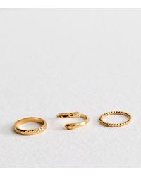 New Look - Tone Pack Of 3 Textured Rings - Lyst