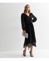 Gini London - Pleated Hanky Hem Wrap Midi Dress New Look - Lyst