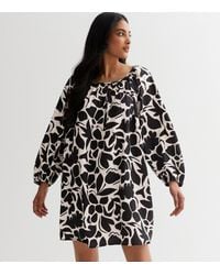 New Look - Abstract Print Boat Neck Mini Dress - Lyst