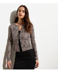 New Look - Leopard Print Ribbed Cardigan - Lyst