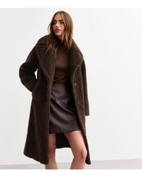 New Look - Oversized Fluffy Borg Longline Coat - Lyst
