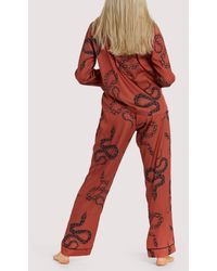 Wolf & Whistle Satin Pyjama Set With Snake Print New Look - Red