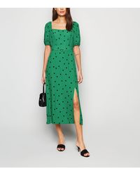 green spot drawstring waist midi shirt dress