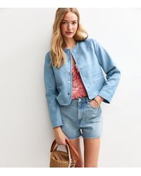 New Look - Faux Suede Collarless Jacket - Lyst