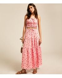 New Look - Rose Print Tiered Maxi Skirt - Lyst