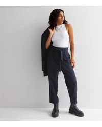New Look - Petite High Tie Waist Trousers - Lyst