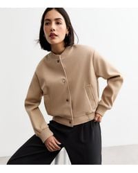 New Look - Brushed Crop Bomber Jacket - Lyst