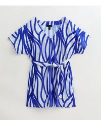 New Look - Line-Print Jersey Beach Kaftan Dress - Lyst
