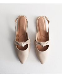 New Look - Off Leather-Look Knot Detail Slingback Sandals - Lyst