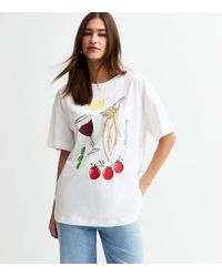 New Look - Oversized Pasta And Wine Print T-Shirt - Lyst