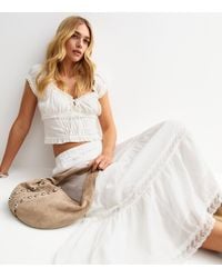 New Look - Lace Tiered Maxi Skirt - Lyst