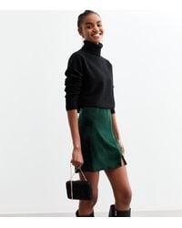 New Look - Tall Dark Split Hem Velvet Mini Skirt - Lyst