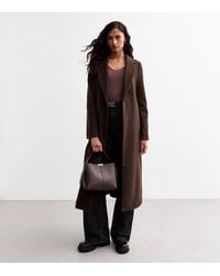 New Look - Tall Dark Tailored Unlined Longline Belted Coat - Lyst