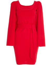 Quiz Scuba Crepe Cape Sleeve Mini Dress New Look - Red