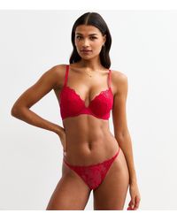 New Look - Metallic Floral Embroidered Mesh Thong - Lyst
