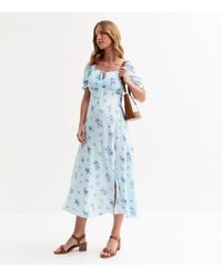 New Look - Maternity Floral Print Slit Hem Midi Dress - Lyst