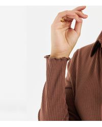 Zibi London Ribbed Midi Shirt Dress New Look - Brown