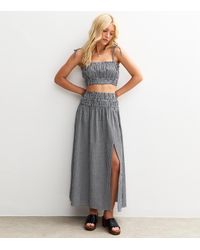 New Look - Gingham Check Slit Hem Maxi Skirt - Lyst